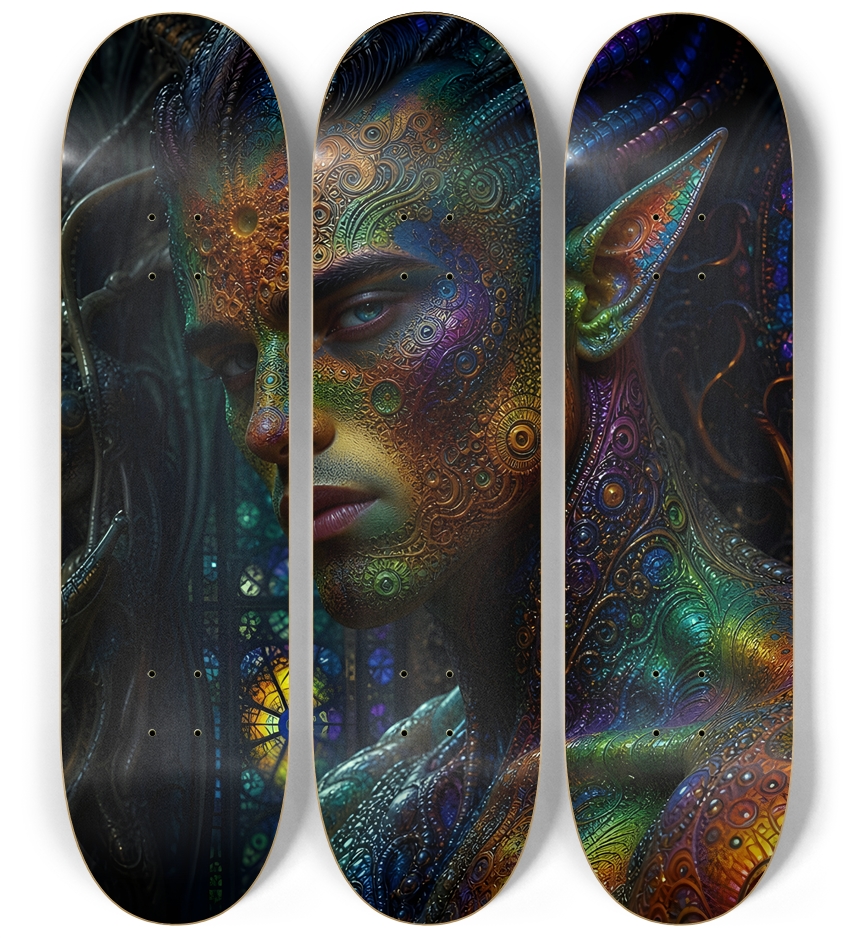 Psychedelic Fractal Alien #9 3 Deck Wall Series