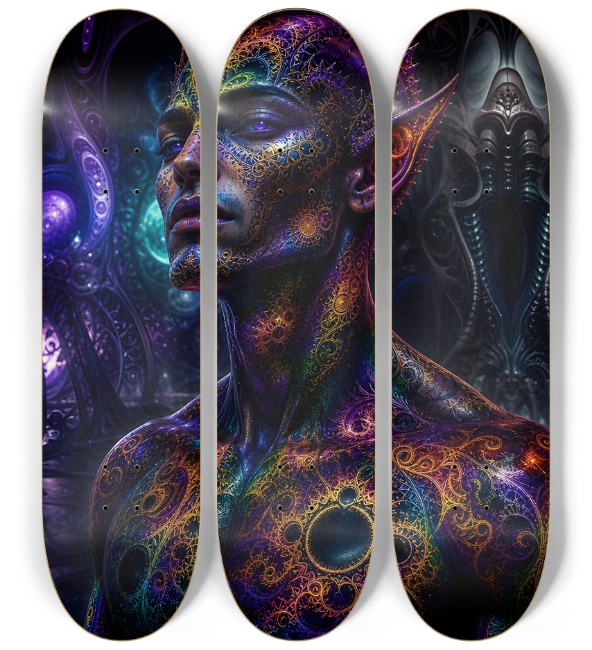 Psychedelic Fractal Alien #12 3 Deck Wall Series