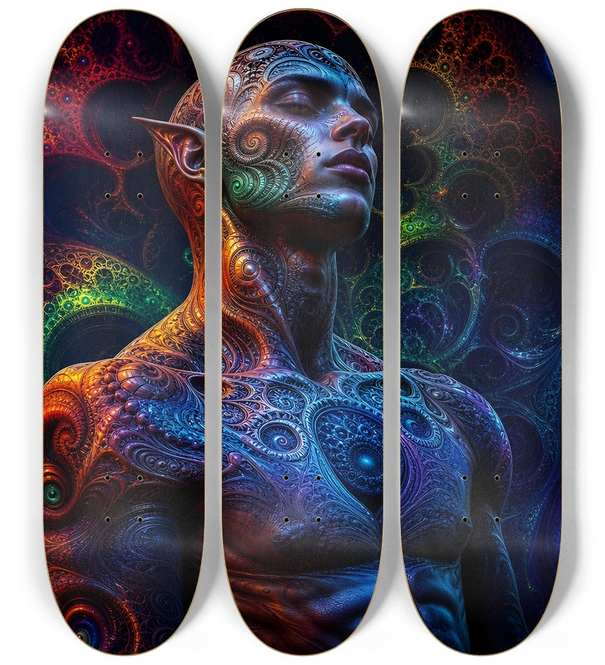 Psychedelic Fractal Alien #15 3 Deck Wall Series