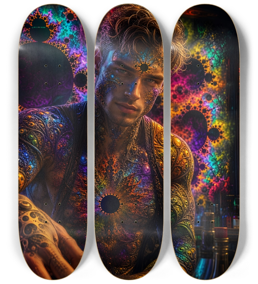 Psychedelic Fractal Dirty Blonde Bartender #24 3 Deck Wall Series