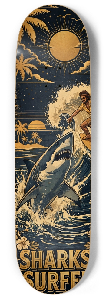Sharks and Surfers 9 Inch Skateboard