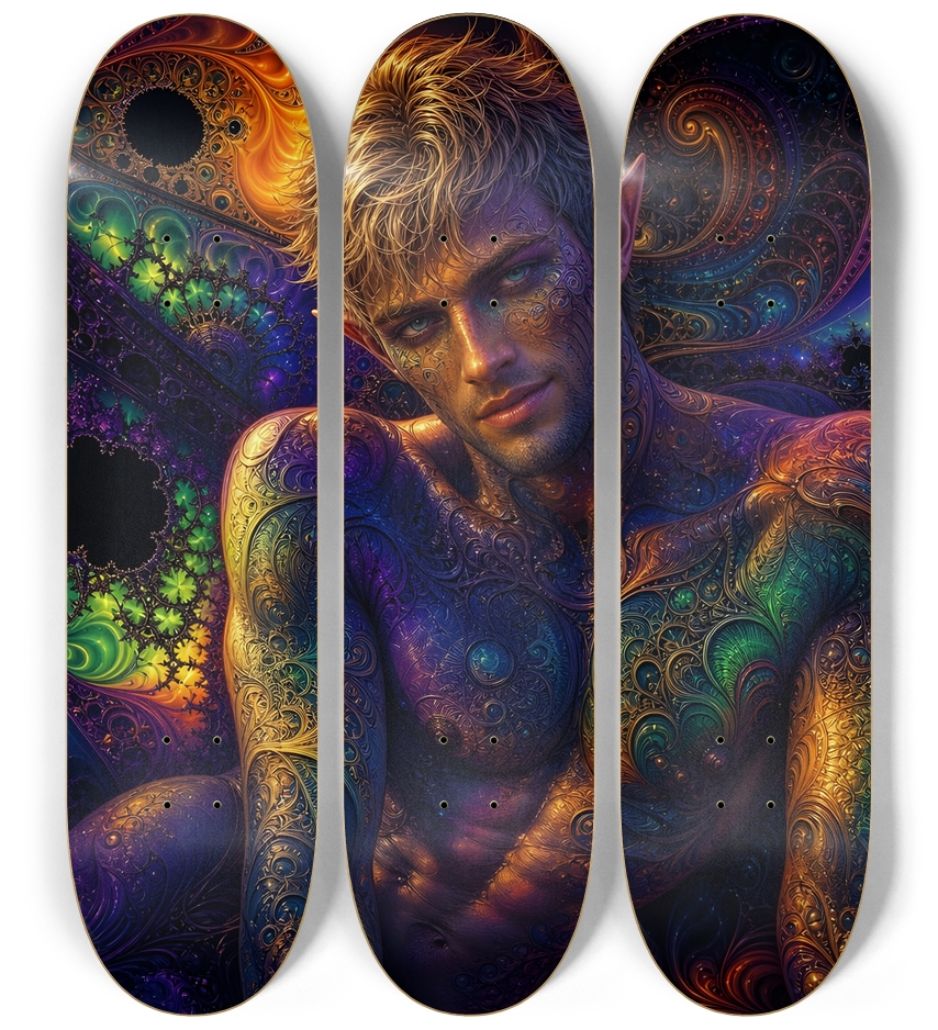 Psychedelic Fractal Blonde Elf #6 3 Deck Wall Series