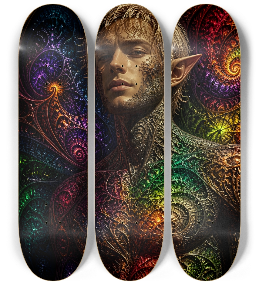 Psychedelic Fractal Blonde Elf #1 3 Deck Wall Series