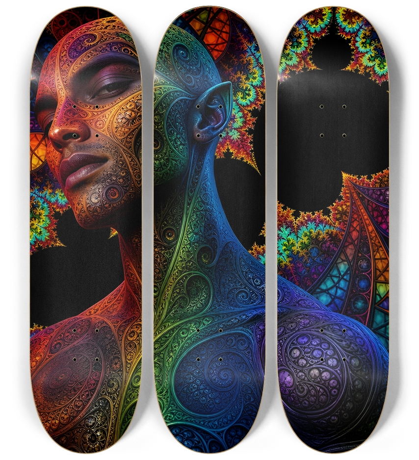 Psychedelic Fractal Alien #42 3 Deck Wall Series