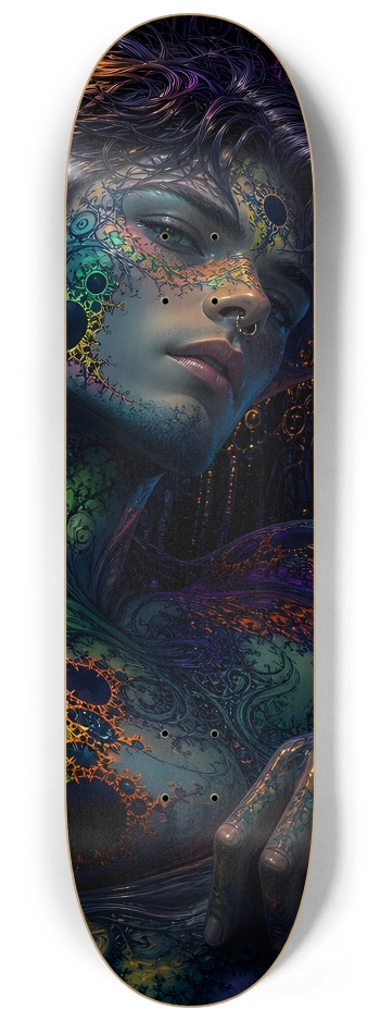 Psychedelic Fractal Brunette Elf #20 #2 8-1/4 Skateboard Deck
