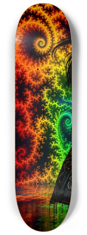 Native American Model + Neon Fractal Backdrop #4 #1 8-1/4 Skateboard Deck