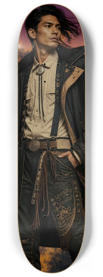 Native American Model + Fractal Backdrop #33 #2 8-1/4 Skateboard Deck