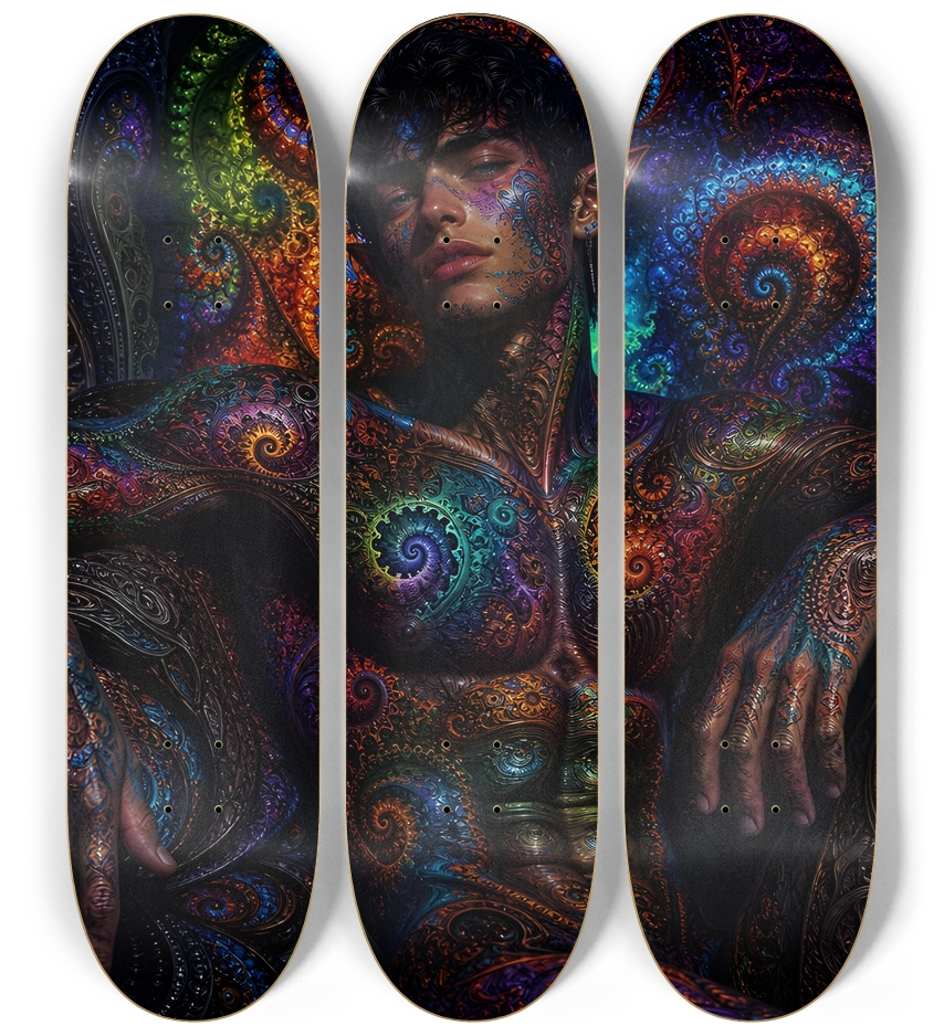 Psychedelic Fractal Brunette Elf #25 3 Deck Wall Series