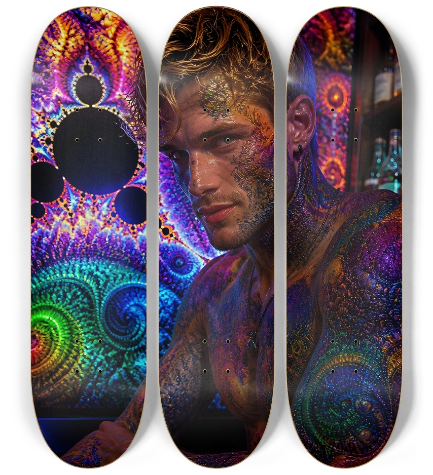 Psychedelic Fractal Dirty Blonde Bartender #32 3 Deck Wall Series