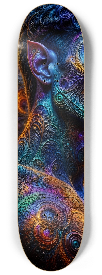 Psychedelic Fractal Brunette Elf #4 #2 8-1/4 Skateboard Deck