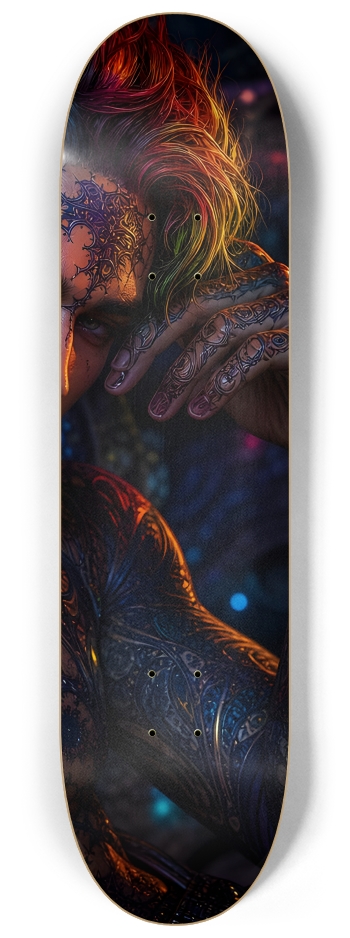Psychedelic Fractal Brunette Elf #32 #3 8-1/4 Skateboard Deck