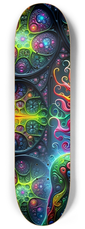 Psychedelic Neon Fractal Alien #1 #1 8-1/4 Skateboard Deck