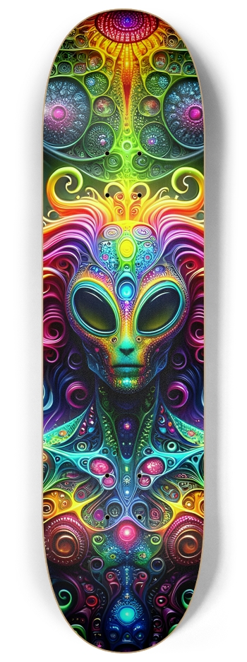 Psychedelic Neon Fractal Alien #1 #2 8-1/4 Skateboard Deck