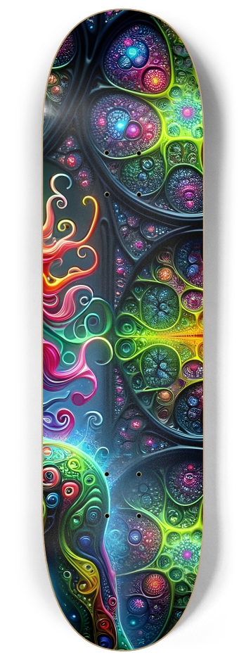 Psychedelic Neon Fractal Alien #1 #3 8-1/4 Skateboard Deck