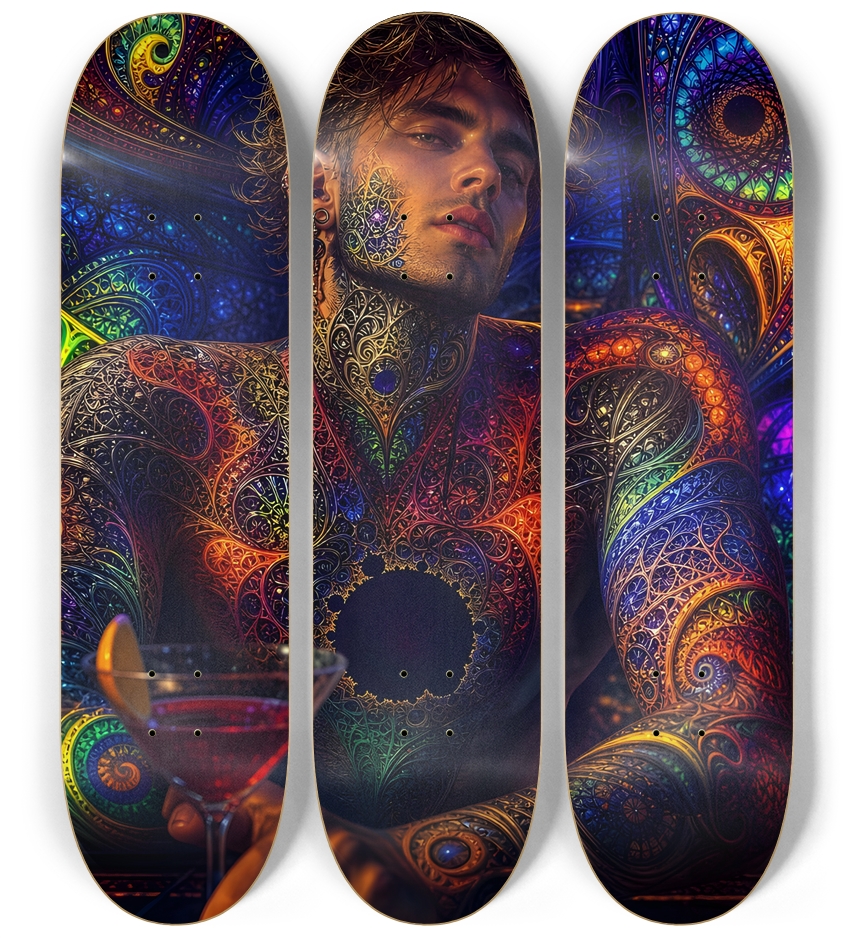 Psychedelic Fractal Dirty Blonde Bartender #33 3 Deck Wall Series