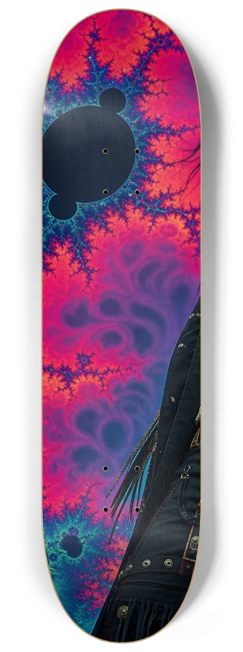 Native American Model + Neon Fractal Backdrop #11 #1 8-1/4 Skateboard Deck