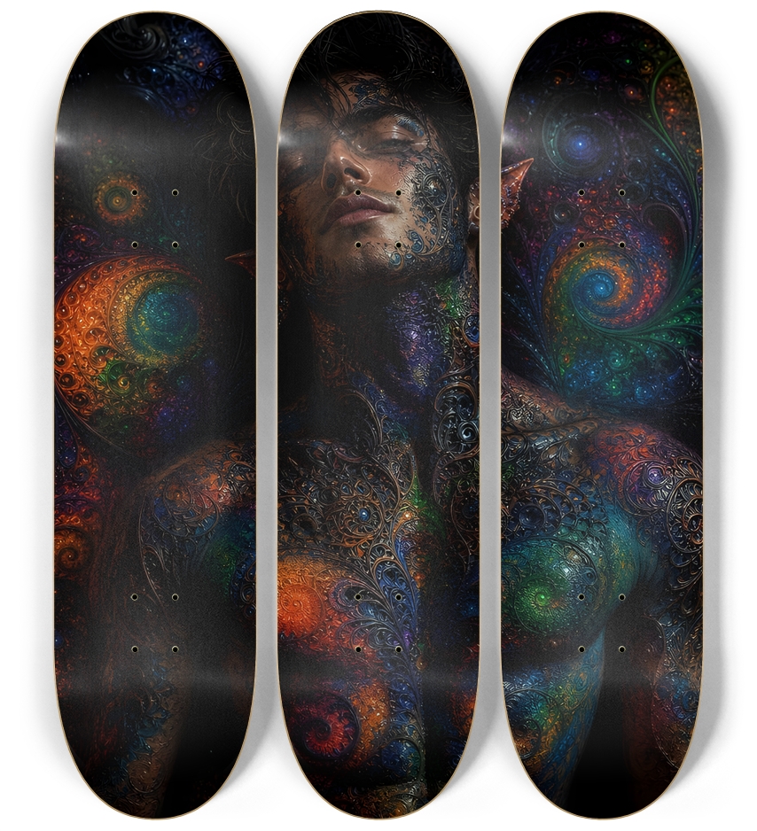 Psychedelic Fractal Brunette Elf #6 3 Deck Wall Series