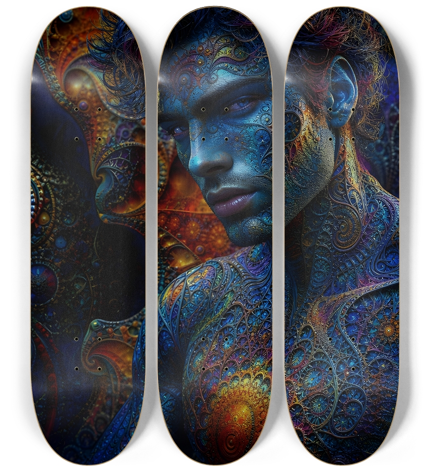 Psychedelic Fractal Brunette Elf #24 3 Deck Wall Series