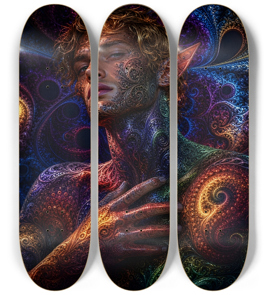 Psychedelic Fractal Blonde Elf #21 3 Deck Wall Series