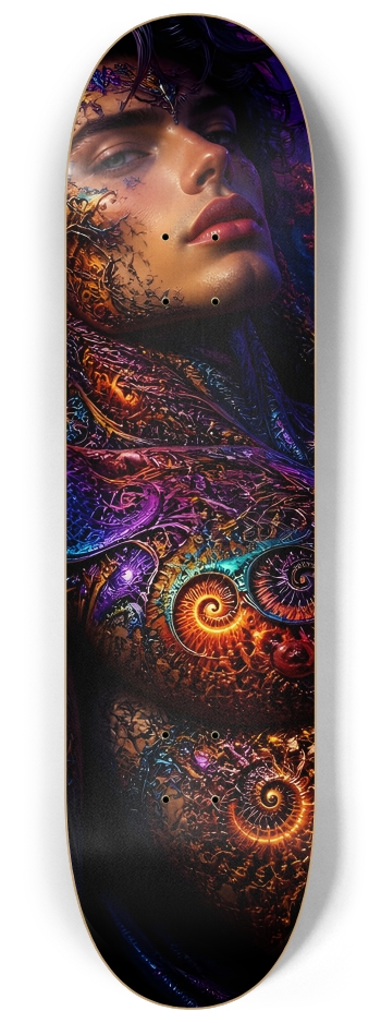Psychedelic Fractal Brunette Elf #17 #2 8-1/4 Skateboard Deck