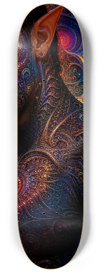 Psychedelic Fractal Brunette Elf #10 #3 8-1/4 Skateboard Deck