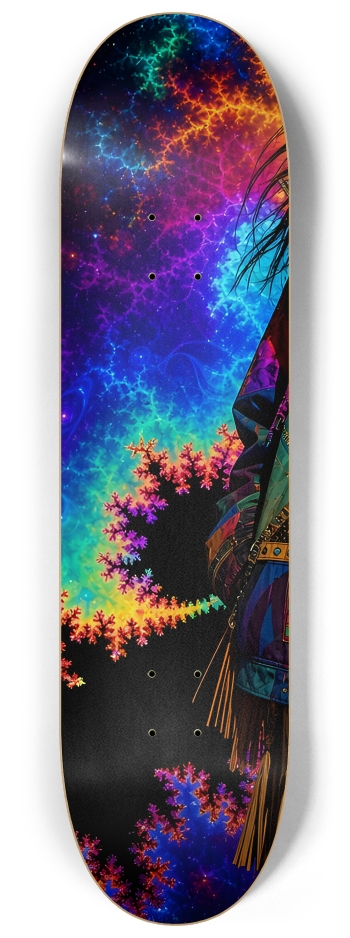 Native American Model + Neon Fractal Backdrop #9 #1 8-1/4 Skateboard Deck