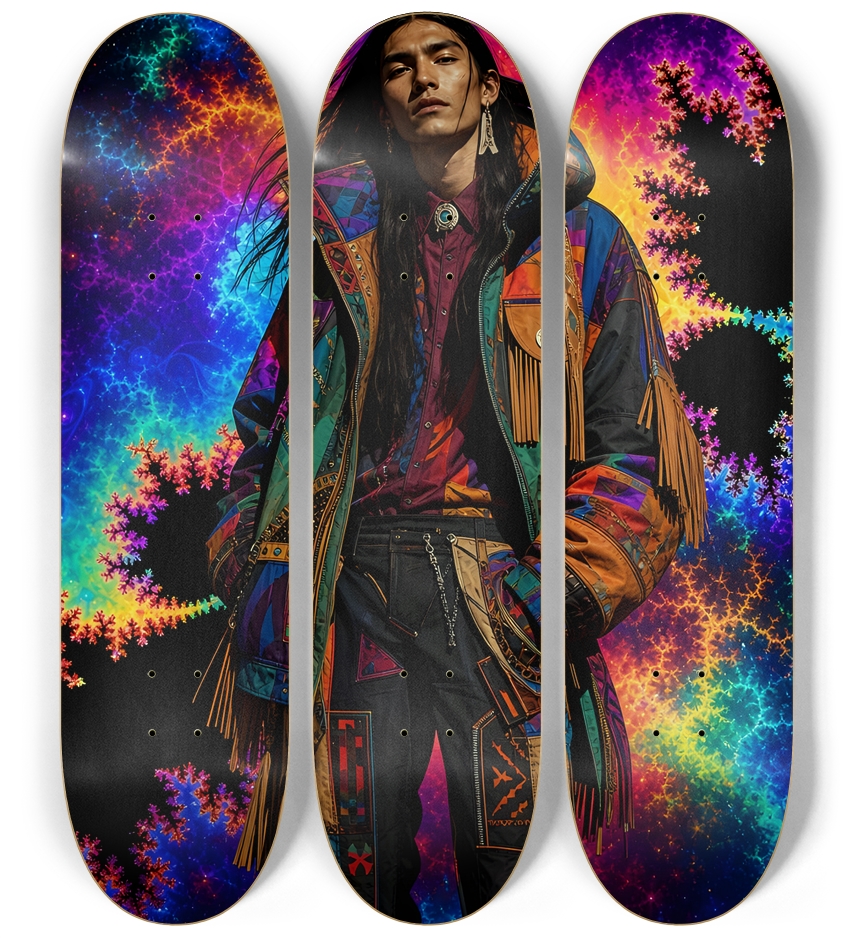 Native American Model + Neon Fractal Backdrop #9