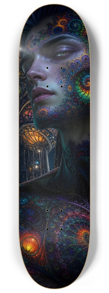 Psychedelic Fractal Brunette Elf #15 #2 8-1/4 Skateboard Deck