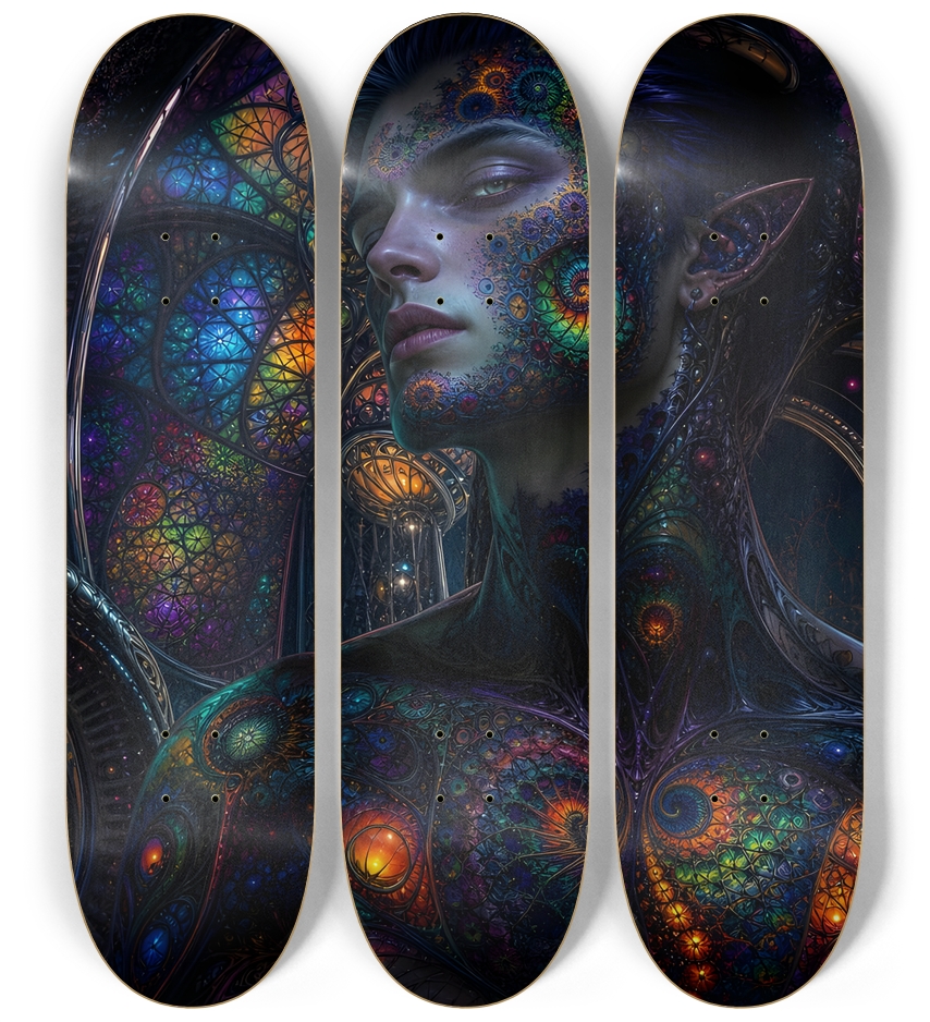 Psychedelic Fractal Brunette Elf #15 3 Deck Wall Series