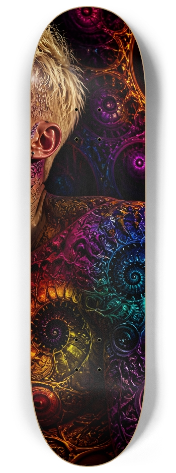 Psychedelic Bleach Blonde Fractal Model #5 #2 8-1/4 Skateboard Deck