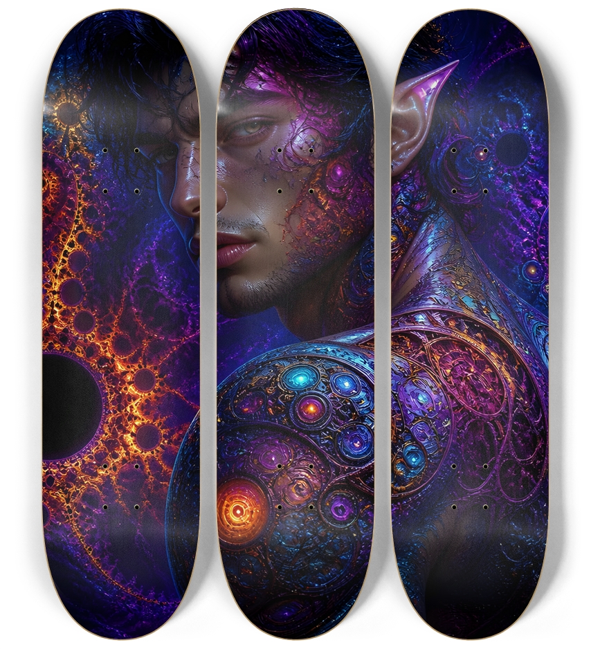 Psychedelic Fractal Brunette Elf #19 3 Deck Wall Series