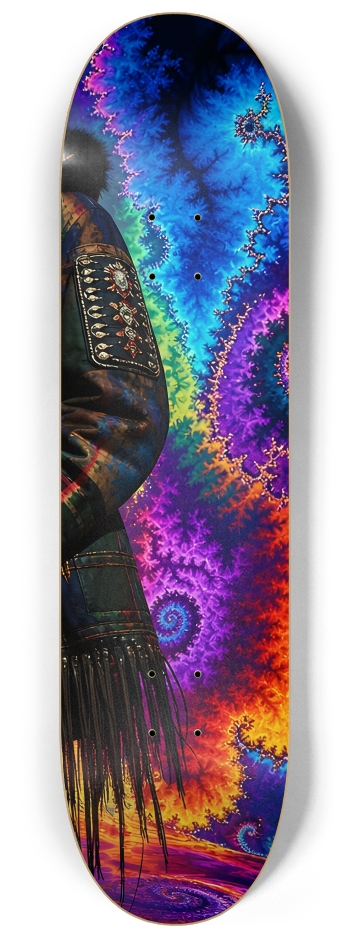 Native American Model + Neon Fractal Backdrop #2 #3 8-1/4 Skateboard Deck