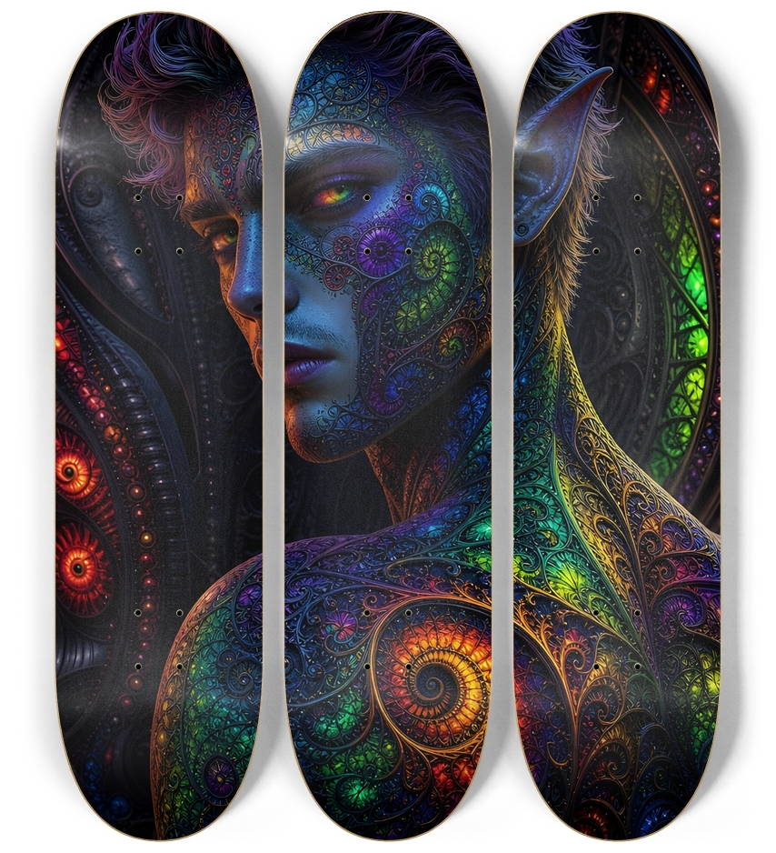 Psychedelic Fractal Blonde Elf #14 3 Deck Wall Series
