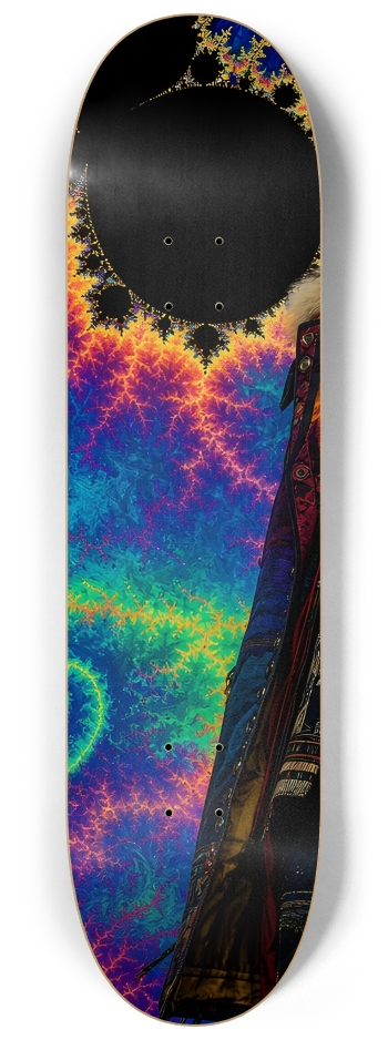 Native American Model + Neon Fractal Backdrop #7 #1 8-1/4 Skateboard Deck