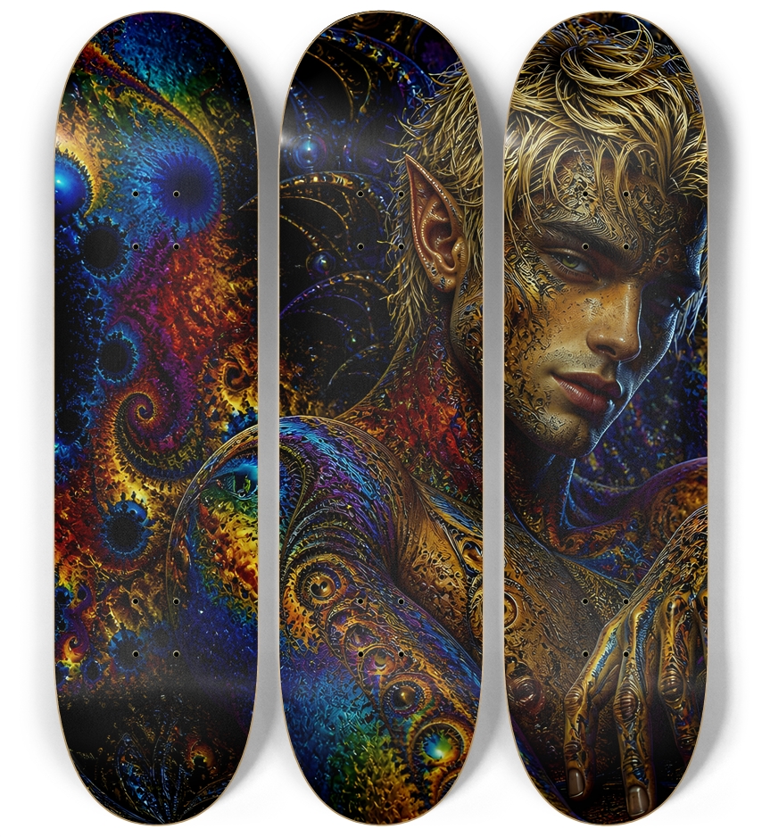 Psychedelic Fractal Blonde Elf #13 3 Deck Wall Series