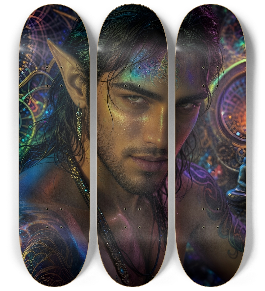 Psychedelic Fractal Brunette Elf #33 3 Deck Wall Series