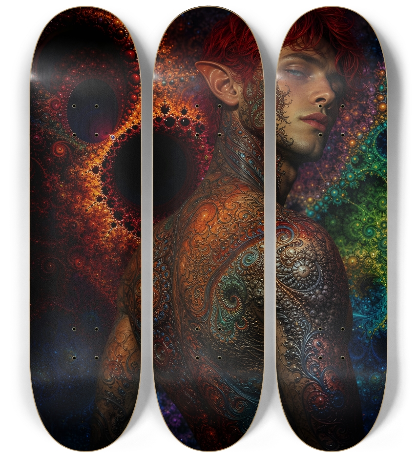 Psychedelic Fractal Redhead Elf #1 3 Deck Wall Series
