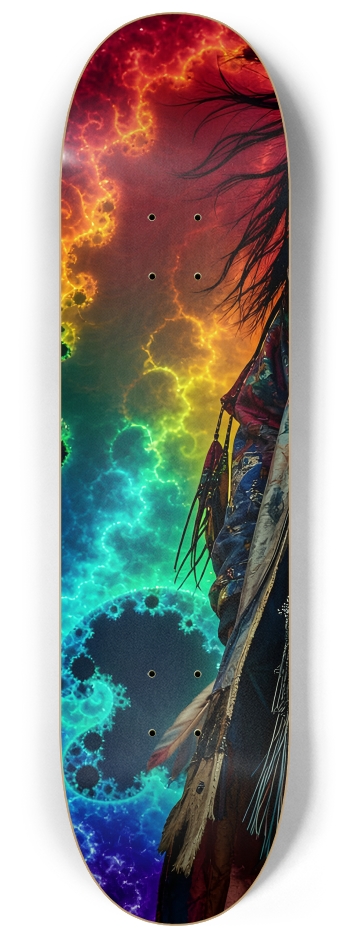 Native American Model + Neon Fractal Backdrop #8 #1 8-1/4 Skateboard Deck