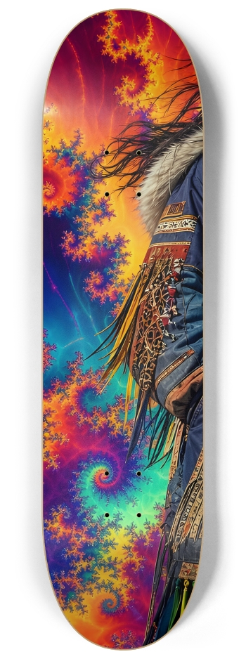 Native American Model + Neon Fractal Backdrop #6 #1 8-1/4 Skateboard Deck