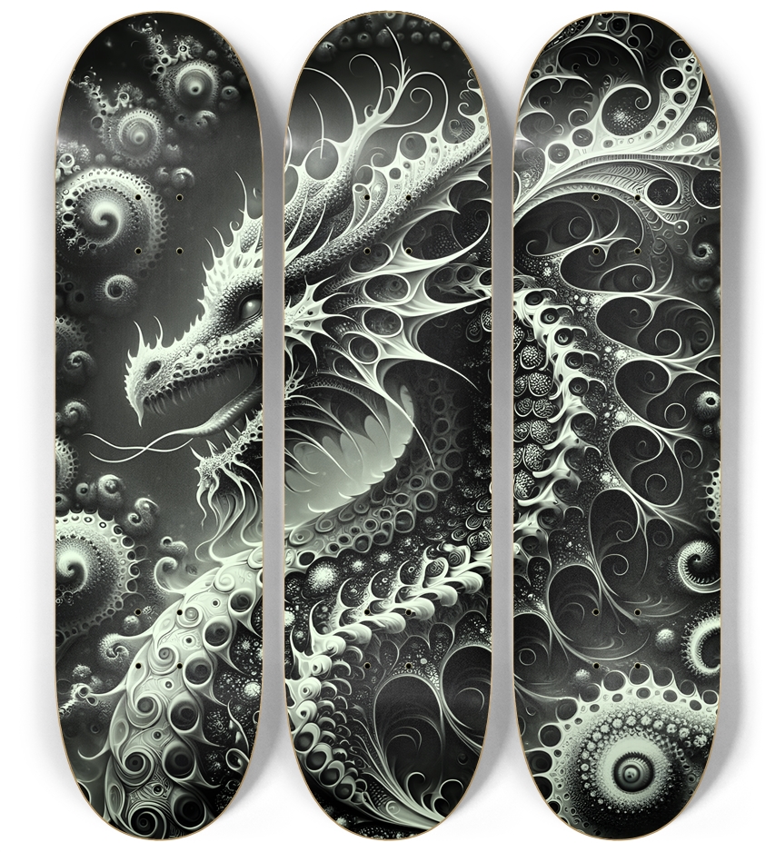 Fractal Coloring Page Dragon #5 3 Deck Wall Series