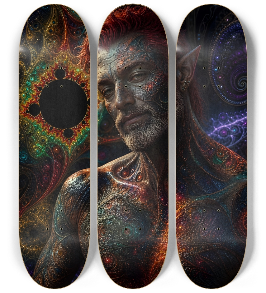 Psychedelic Fractal Redhead Elf #22 3 Deck Wall Series