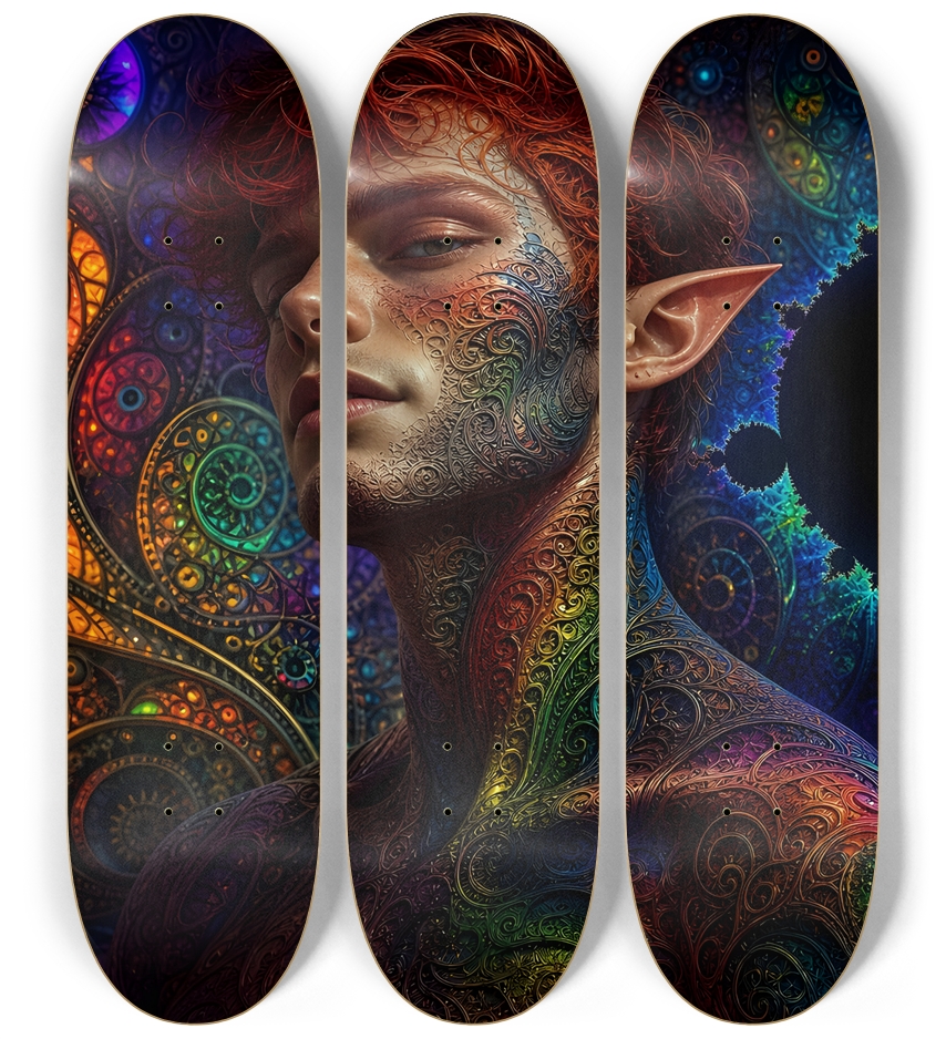Psychedelic Fractal Redhead Elf #12 3 Deck Wall Series