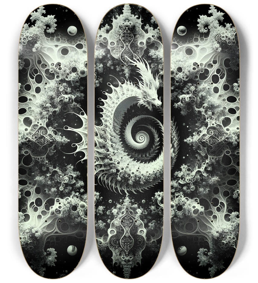 Fractal Coloring Page Dragon #4 3 Deck Wall Series