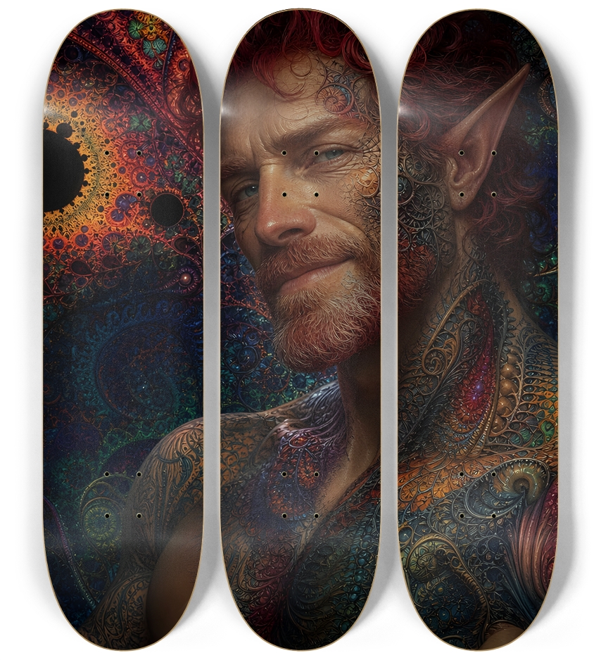 Psychedelic Fractal Redhead Elf #21 3 Deck Wall Series