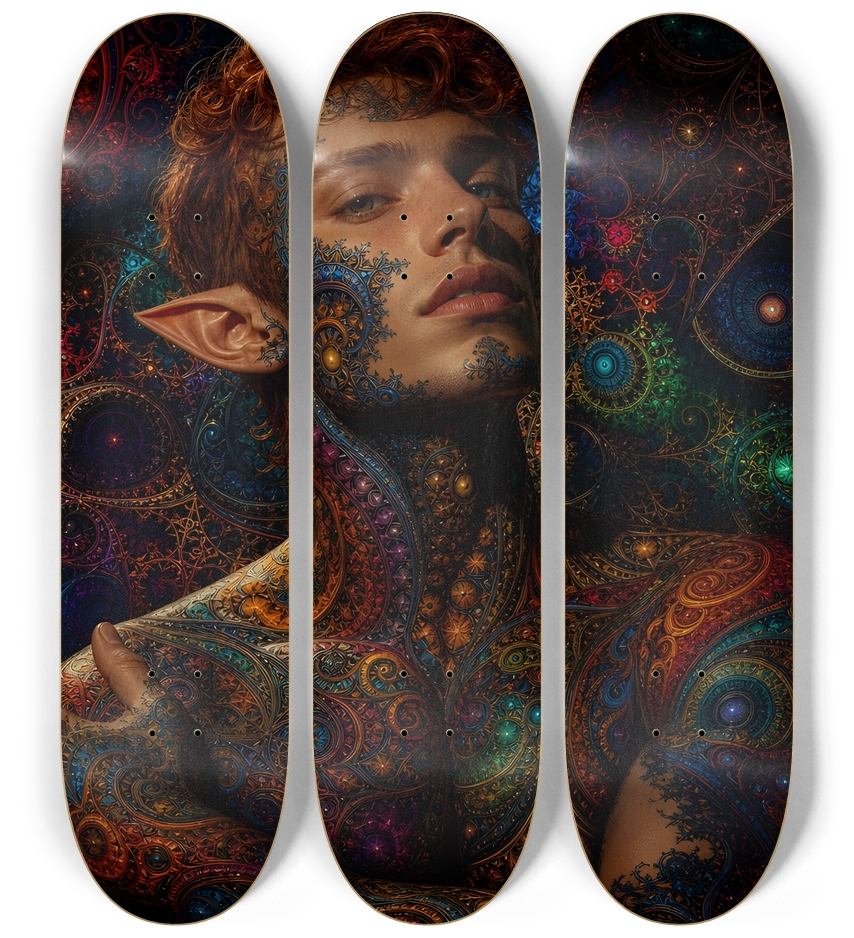 Psychedelic Fractal Redhead Elf #8 3 Deck Wall Series