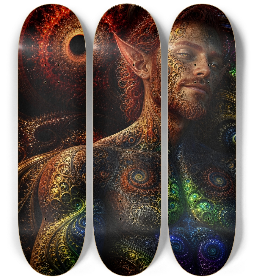 Psychedelic Fractal Redhead Elf #20 3 Deck Wall Series