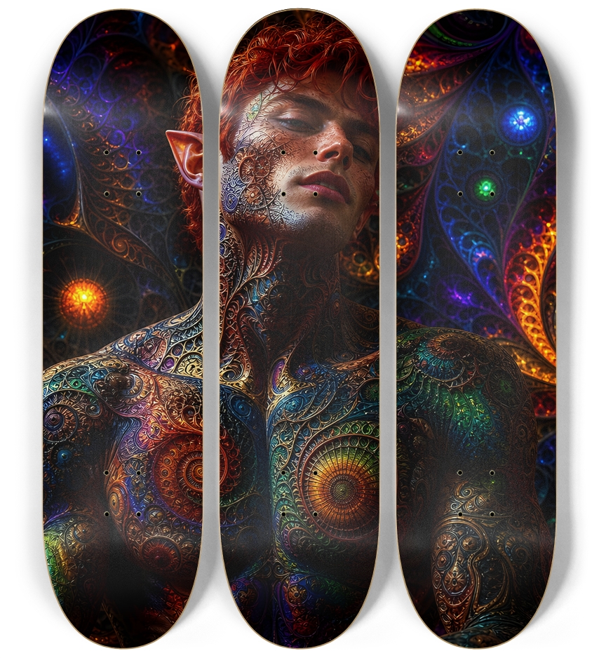 Psychedelic Fractal Redhead Elf #9 3 Deck Wall Series