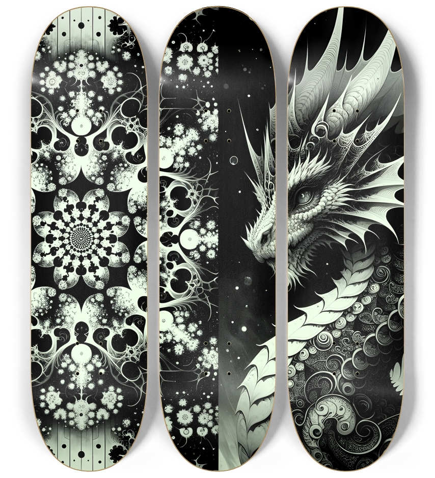 Fractal Coloring Page Dragon #1 3 Deck Wall Series