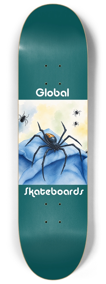 Spider White Global Skateboards 8-1/4 Skateboard Deck