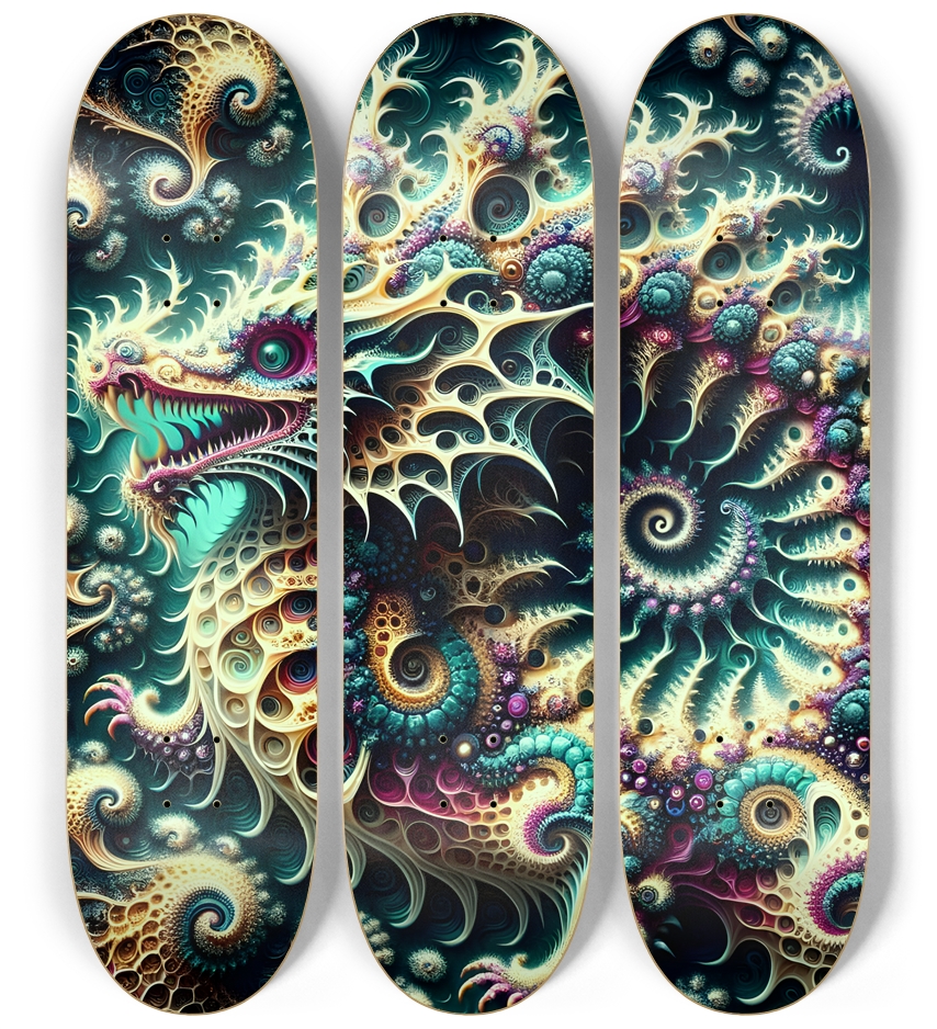 Fractal Coloring Page Dragon #13 3 Deck Wall Series